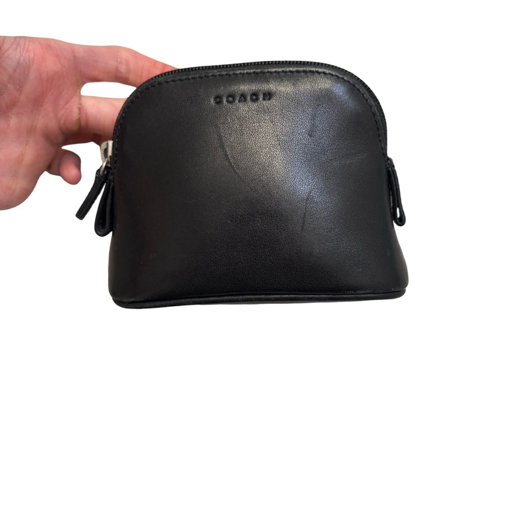 Coach vintage Black Leather Cosmetic Bag nickel - Picture 9 of 10